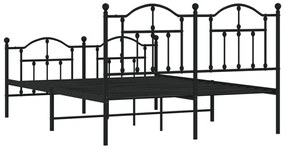 Estrutura de cama com cabeceira e pés 140x190 cm metal preto