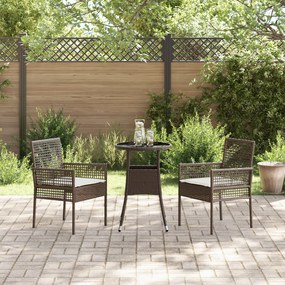 Conjunto de Jantar de 3 Peças Castanho em Rattan