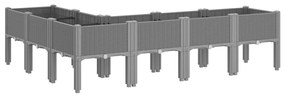 Vaso/floreira de jardim c/ pernas 160x120x42 cm PP cinza-claro