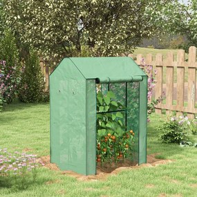 Estufa de jardim com 2 compartimentos e 2 portas enroláveis 100  x 80 x 150  cm - 0,8 m² Estufa para tomates Verde