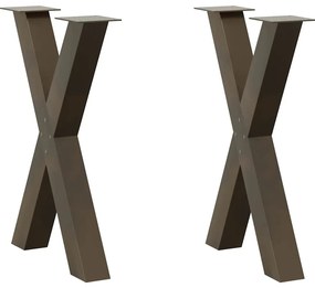 vidaXL Pés para mesa de jantar em formato de X, 2 peças, aço natural, 60x(72-73) cm, aço