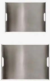 Conjunto De 2 Tabuleiros Para Servir Em Aço Inoxidável Tobsy Aço Inoxidável - Sklum