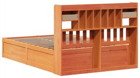 Cama sem colchão 140x190 cm pinho maciço castanho-mel