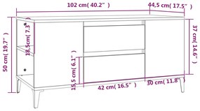 Móvel p/ TV 102x44,5x50 cm derivados madeira branco brilhante