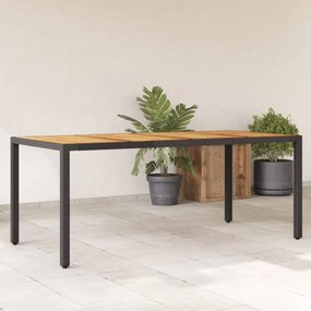 vidaXL Mesa de jardim com tampo de madeira de acácia vime PE preto