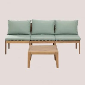 Conjunto De Jardim Filips Com Sofá Modular De 3 Peças E Mesa De Centro Verde Cáqui - Sklum