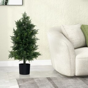 Árvore Artificial de Cedro 80 cm Árvore de Pinheiro Falso com Vaso de Plástico e Folhas Resistentes Planta Decorativa para Interiores Verde
