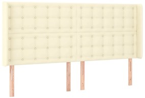 Cabeceira cama c/ LED 183x16x118/128 cm couro artificial crème