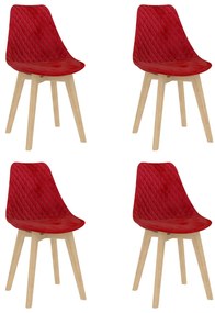 vidaXL Cadeiras de jantar 4 pcs veludo vermelho