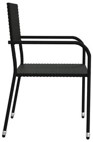 5 pcs conjunto de jantar p/ jardim vime PE preto