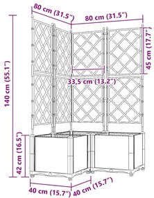 Vaso de Jardim com Treliça 3 pcs Marrom 80x80x143 cm