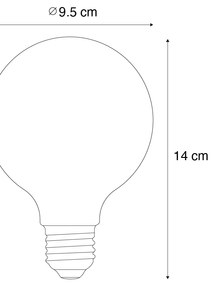 Set van 5 E27 dimbare LED lamp spiraal filament G95 goud 4W 270 lm 2100K
