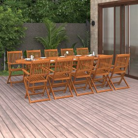 11 pcs conjunto de jantar para jardim 280x90x75cm acácia maciça