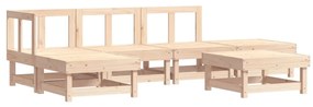 6 pcs conjunto lounge jardim c/ almofadões madeira maciça