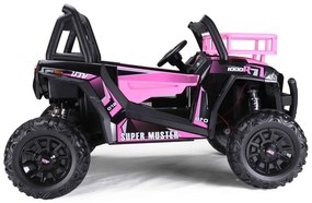 Jipe elétrico para crianças Tipo UTV 24V 2 Lugares em imitação de pele, comando à distância 2,4 GHz, 2 motores de 200 W, bateria de lítio, travão elét