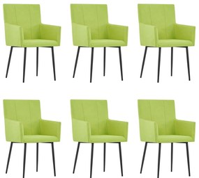 vidaXL Cadeiras de jantar com apoio de braços 6 pcs tecido verde