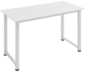HOMCOM Secretária Moderna Mesa de Estudo com Estrutura de Aço e Pés Ajustáveis Mesa de Computador 120x60x76 cm Branco