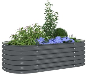 Canteiro elevado de jardim aço galvanizado 160x80x44cm cinzento