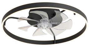 Ventilador de teto preto 70cm incl. LED regulável com controle remoto - Maddy