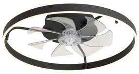 Ventilador de teto preto 70 cm com LED e controlo remoto - Maddy Design