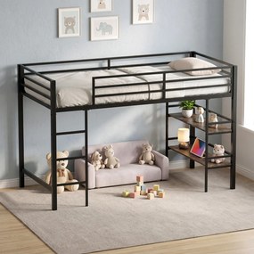 Cama Alta Infantil, 196 x 96 x 126 cm (COLCHÃO NÃO INCLUIDO), Estrutura Metálica Robusta, Castanho