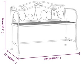 Banco de jardim de 2 lugares 104 cm aço preto