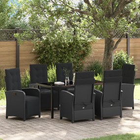 Conjunto de Jantar Jardim vidaXL com Almofadas Preta Rattan Poly