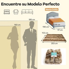 Manta de pele sintética estilo raposa suave 153 x 203 cm, luxuosa e espessa, aconchegante e quente para cama, sofá ou poltrona Castanho