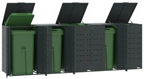 vidaXL Abrigo para 5 caixotes do lixo 345x79x117 cm aço antracite