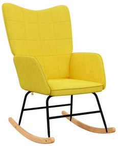 Cadeira de baloiço com banco tecido amarelo mostarda