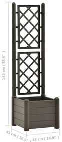 Vaso/floreira de jardim com treliça 43x43x142 cm PP antracite