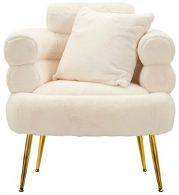 Poltrona Glam Soffy Plus em Pelo Sintético – 78x68x85 cm – Branco e Do