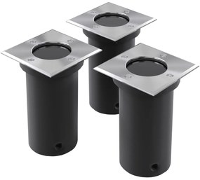 Iluminação de chão para exterior 3 pcs quadrado