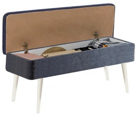 Conjunto de Mesa de Jantar Extensível e Cadeiras Vina – Branco e Azul