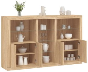 Aparador com luzes LED 162x37x100 cm carvalho sonoma