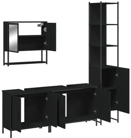 4 pcs conjunto móveis casa de banho derivados de madeira preto