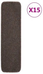 Tapetes antiderrapantes retang. escadas 15pcs 75x20 cm castanho