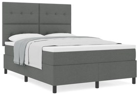Cama Box Spring com Colchão Cinza Escuro 140x190 cm em Tecido