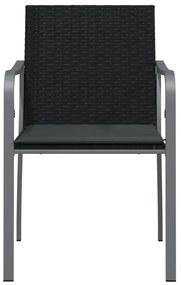 Cadeiras jardim c/ almofadões 6pcs 56x59x84 cm vime PE preto