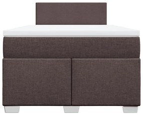 Cama boxspring com colchão 120x190 cm tecido castanho-escuro