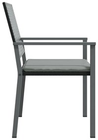 Cadeiras jardim c/ almofadões 4 pcs 54x62,5x89 cm vime PE preto