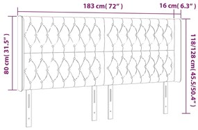 Cabeceira cama c/ luzes LED tecido 183x16x118/128 cm cor creme