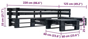 Sofás de paletes para jardim 4 pcs madeira preto