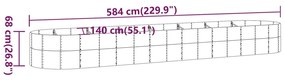 Canteiro elevado jardim 584x140x68 aço revestido a pó castanho
