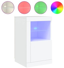Móveis de apoio c/ luzes LED 2 pcs derivados de madeira branco