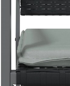 5 pcs conjunto de jantar p/ jardim c/ almofadões vime PE e aço