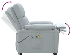 Poltrona de massagens elétrica tecido cinzento-claro