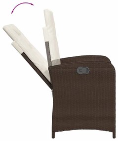 7 pcs conjunto jantar p/ jardim c/ almofadões vime PE castanho