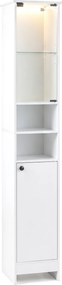 Armário de Casa de Banho Alto e Estreito, 30 x 30 x 170 cm, Luz LED Regulável com Comando à Distância, Branco