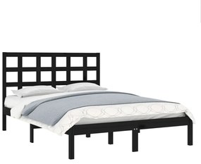 Estrutura de cama 140x190 cm madeira maciça preto